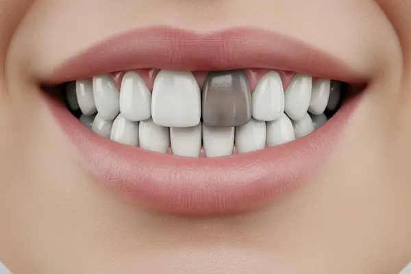 Close-up of discolored teeth