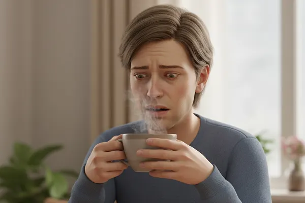 Man drinking hot beverage