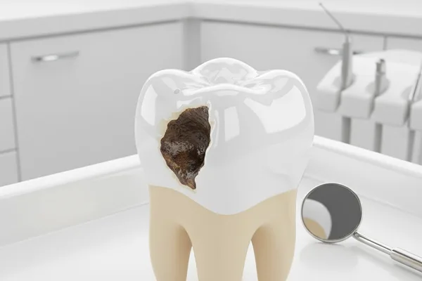 Tooth with large cavity