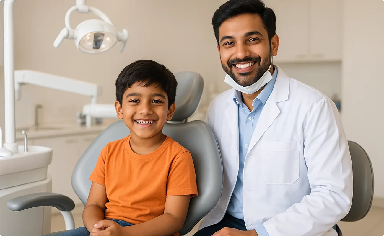 Dentist treating a young patient