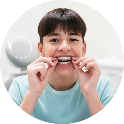 Child wearing retainer